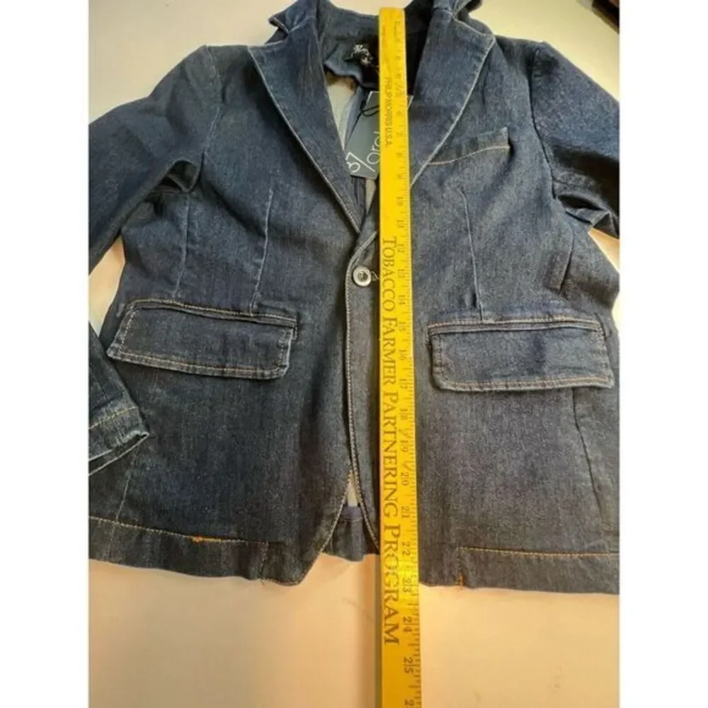 37 orchard Womens Blazer Size S Small Dark Wash Blue‎ Denim NWT One Button Sharp